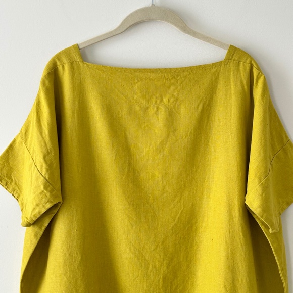 NotPerfectLinen 100% Linen Chartreuse Yellow Green Shift Dress - Picture 10 of 16